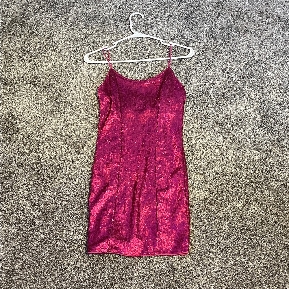 Lulu's Fuchsia Sequin Party Dress